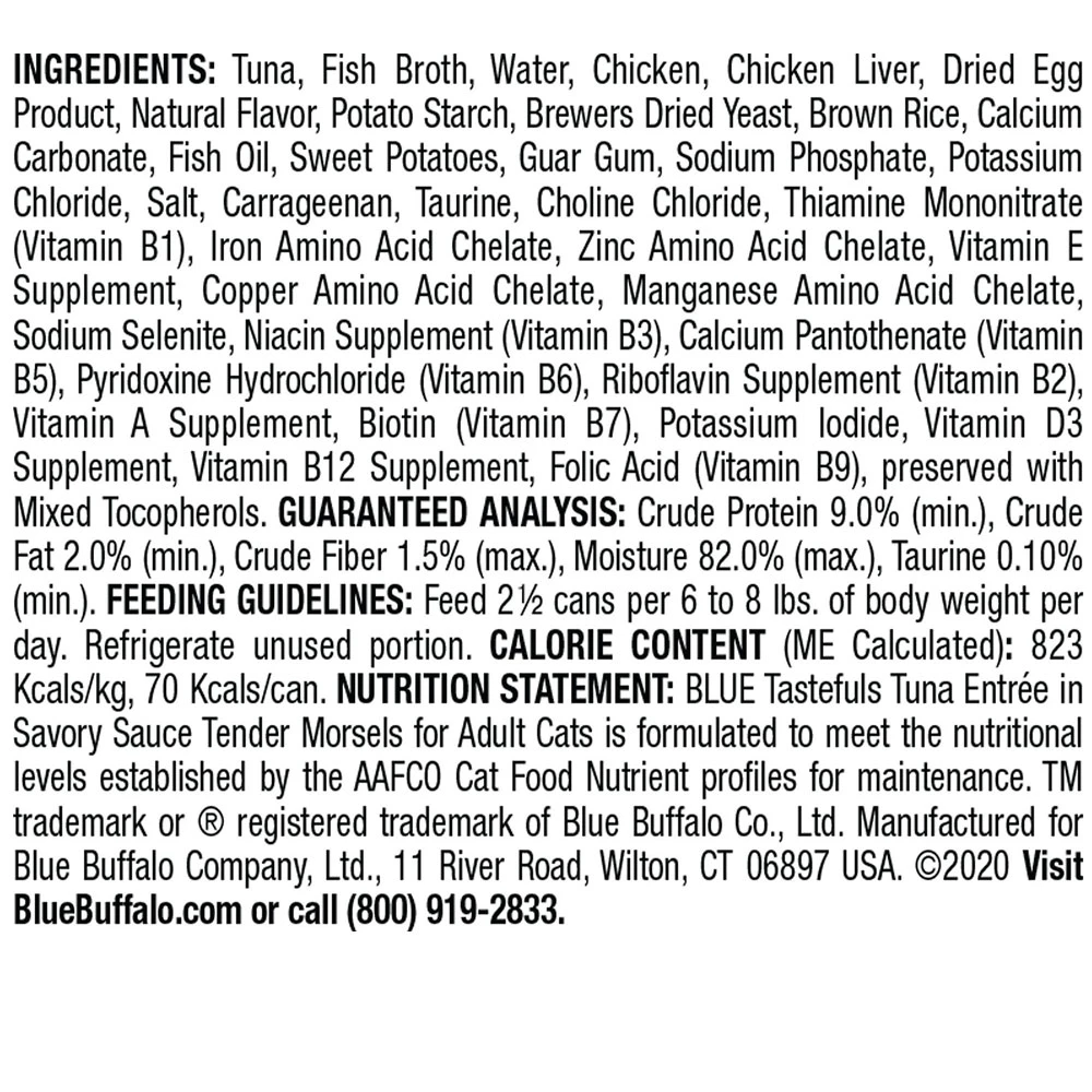 Blue Buffalo Tastefuls Tender Morsels Tuna Entree Wet Cat Food (3oz X 24) 4 Blue Buffalo Tastefuls Tender Morsels Tuna Entree Wet Cat Food (3oz X 24) - Image 4