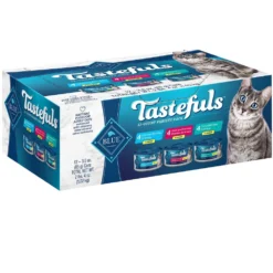 Blue Buffalo Tastefuls Tuna, Chicken, Fish & Shrimp Entrees Variety Pack Flaked Wet Cat Food 3-oz, Case Of 12