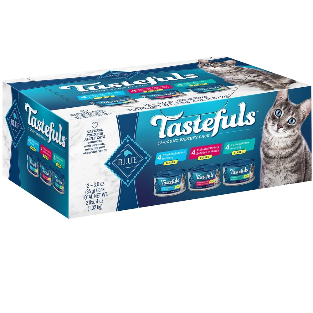 Blue Buffalo Tastefuls Tuna, Chicken, Fish & Shrimp Entrees Variety Pack Flaked Wet Cat Food 3-oz, Case Of 12 1 Blue Buffalo Tastefuls Tuna, Chicken, Fish & Shrimp Entrees Variety Pack Flaked Wet Cat Food 3-oz, Case Of 12