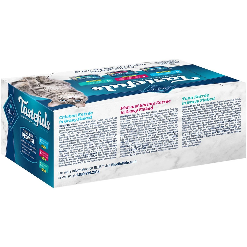 Blue Buffalo Tastefuls Tuna, Chicken, Fish & Shrimp Entrees Variety Pack Flaked Wet Cat Food 3-oz, Case Of 12 2 Blue Buffalo Tastefuls Tuna, Chicken, Fish & Shrimp Entrees Variety Pack Flaked Wet Cat Food 3-oz, Case Of 12 - Image 2