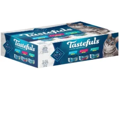 Blue Buffalo Tastefuls Tuna, Chicken, Fish & Shrimp Entrees Variety Pack Flaked Wet Cat Food (5.5oz X 12)