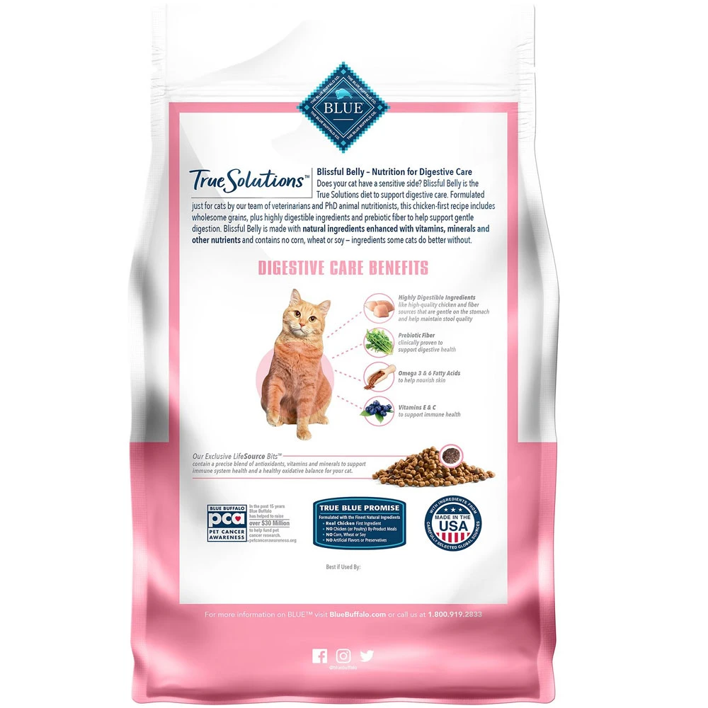 Blue Buffalo True Solutions Blissful Belly Digestive Care Formula Dry Cat Food (3.5 Lb) 2 Blue Buffalo True Solutions Blissful Belly Digestive Care Formula Dry Cat Food (3.5 Lb) - Image 2