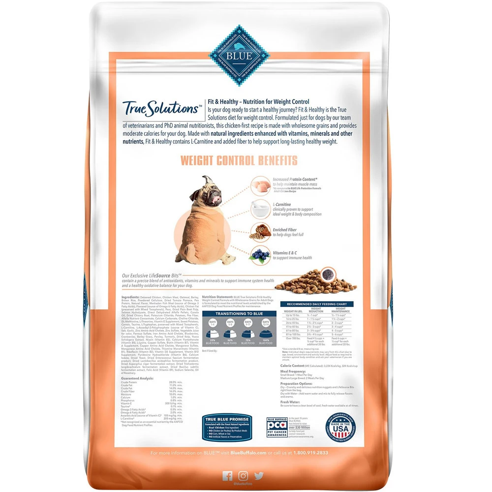 Blue Buffalo True Solutions Fit & Healthy Weight Control Formula Dry Dog Food (4 Lb) 2 Blue Buffalo True Solutions Fit & Healthy Weight Control Formula Dry Dog Food (4 Lb) - Image 2
