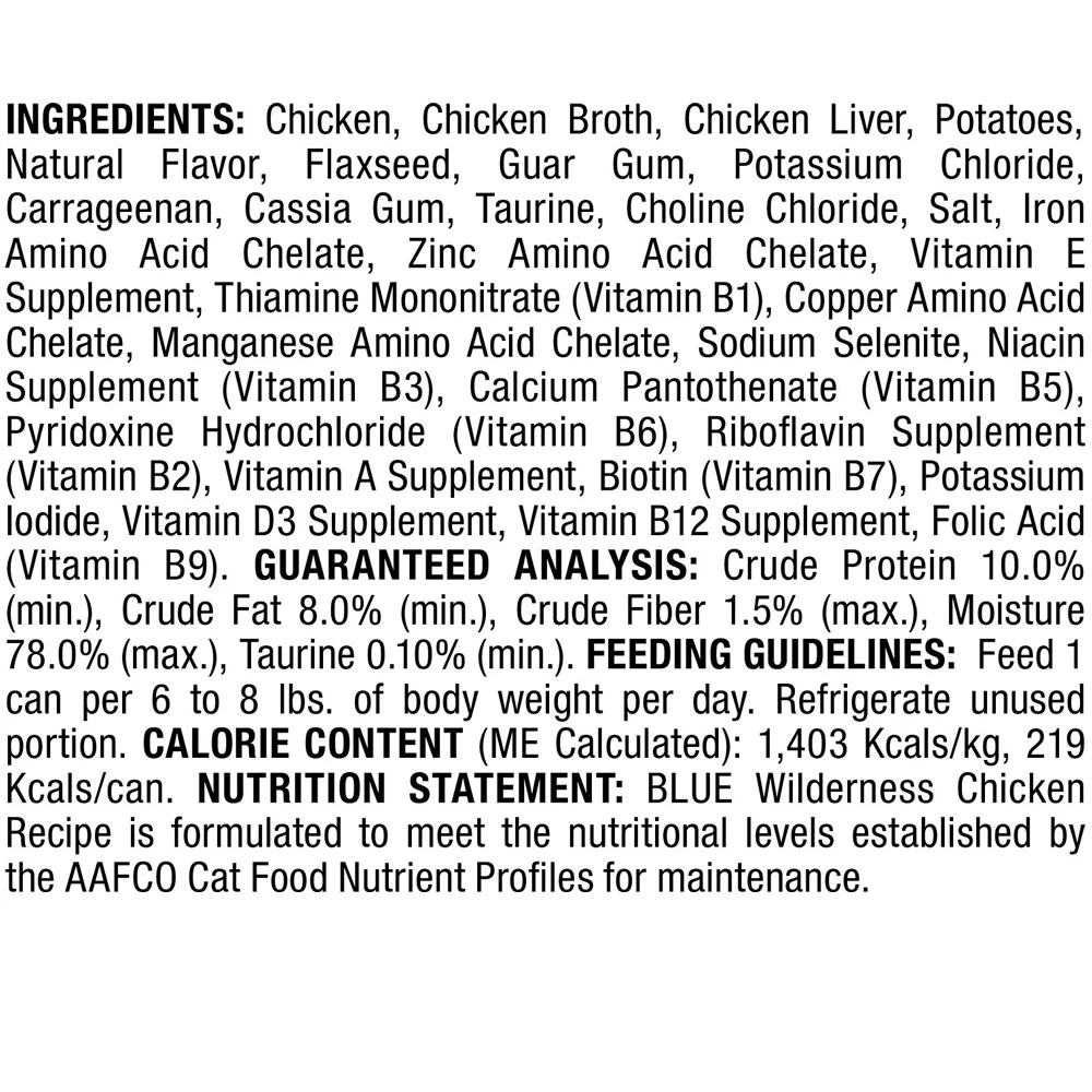 Blue Buffalo Wilderness Chicken Grain-Free Canned Cat Food (3oz X 24) 3 Blue Buffalo Wilderness Chicken Grain-Free Canned Cat Food (3oz X 24) - Image 3