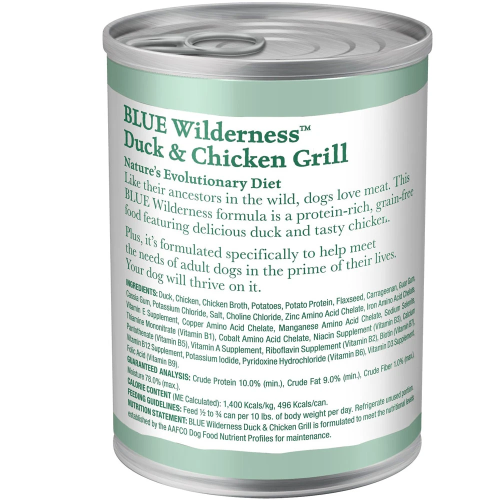 Blue Buffalo Wilderness Duck & Chicken Grill Grain-Free Canned Dog Food (12.5oz X 12) 2 Blue Buffalo Wilderness Duck & Chicken Grill Grain-Free Canned Dog Food (12.5oz X 12) - Image 2