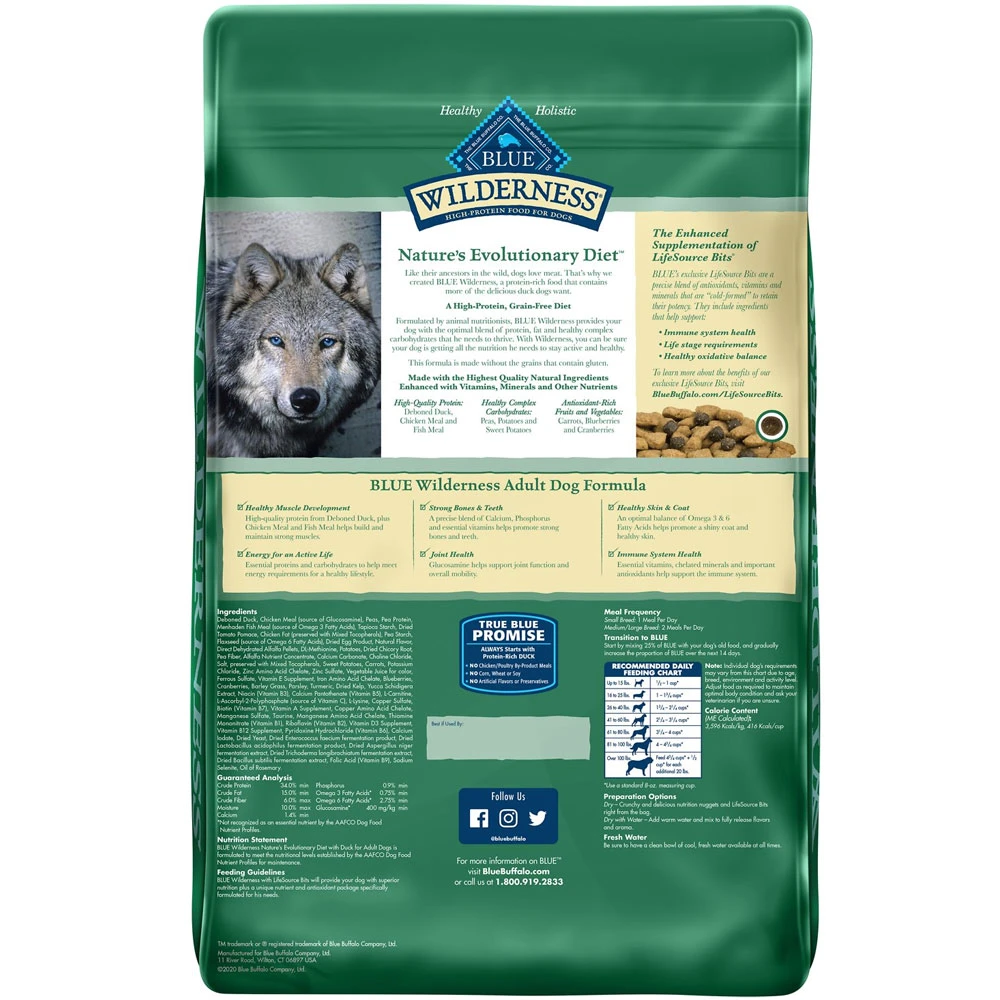 Blue Buffalo Wilderness Duck Recipe Grain-Free Dry Dog Food (11 Lb) 2 Blue Buffalo Wilderness Duck Recipe Grain-Free Dry Dog Food (11 Lb) - Image 2