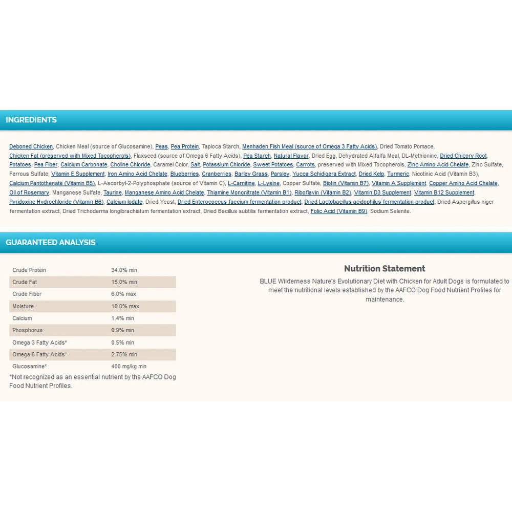 Blue Buffalo Wilderness Nature's Evolutionary Diet Adult - Chicken (24 Lb) 4 Blue Buffalo Wilderness Nature's Evolutionary Diet Adult - Chicken (24 Lb) - Image 4