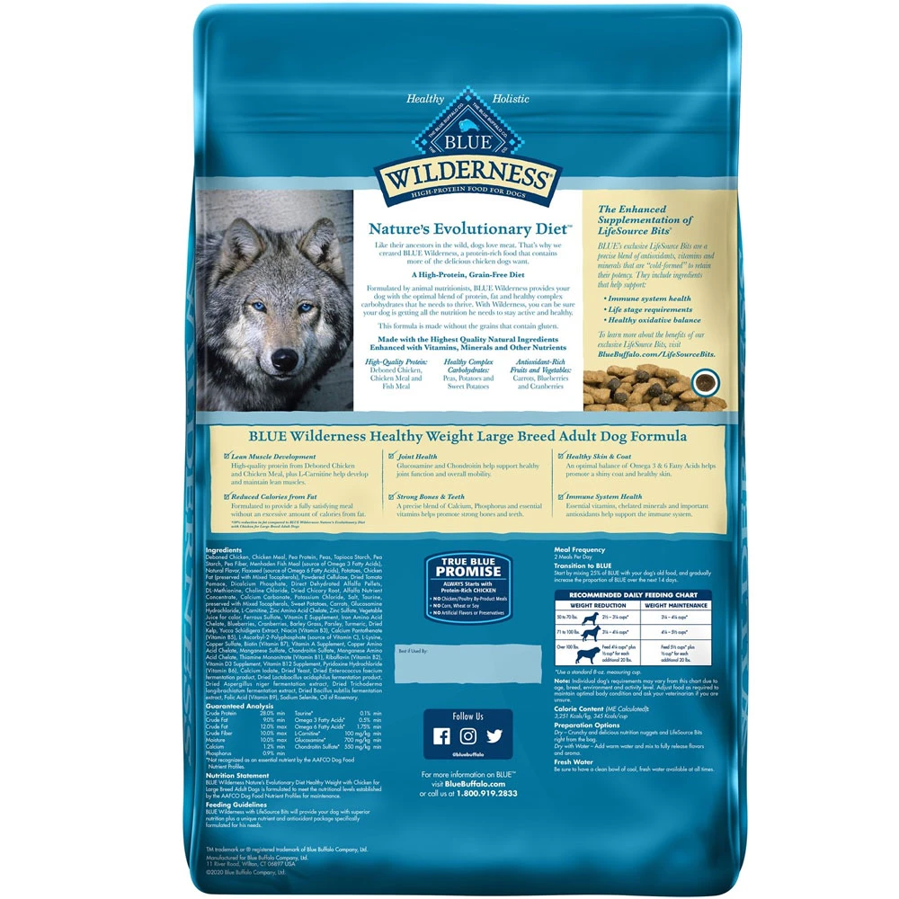 Blue Buffalo Wilderness Healthy Weight Chicken Recipe Adult Large Breed Grain-Free Dry Dog Food (24 Lb) 2 Blue Buffalo Wilderness Healthy Weight Chicken Recipe Adult Large Breed Grain-Free Dry Dog Food (24 Lb) - Image 2