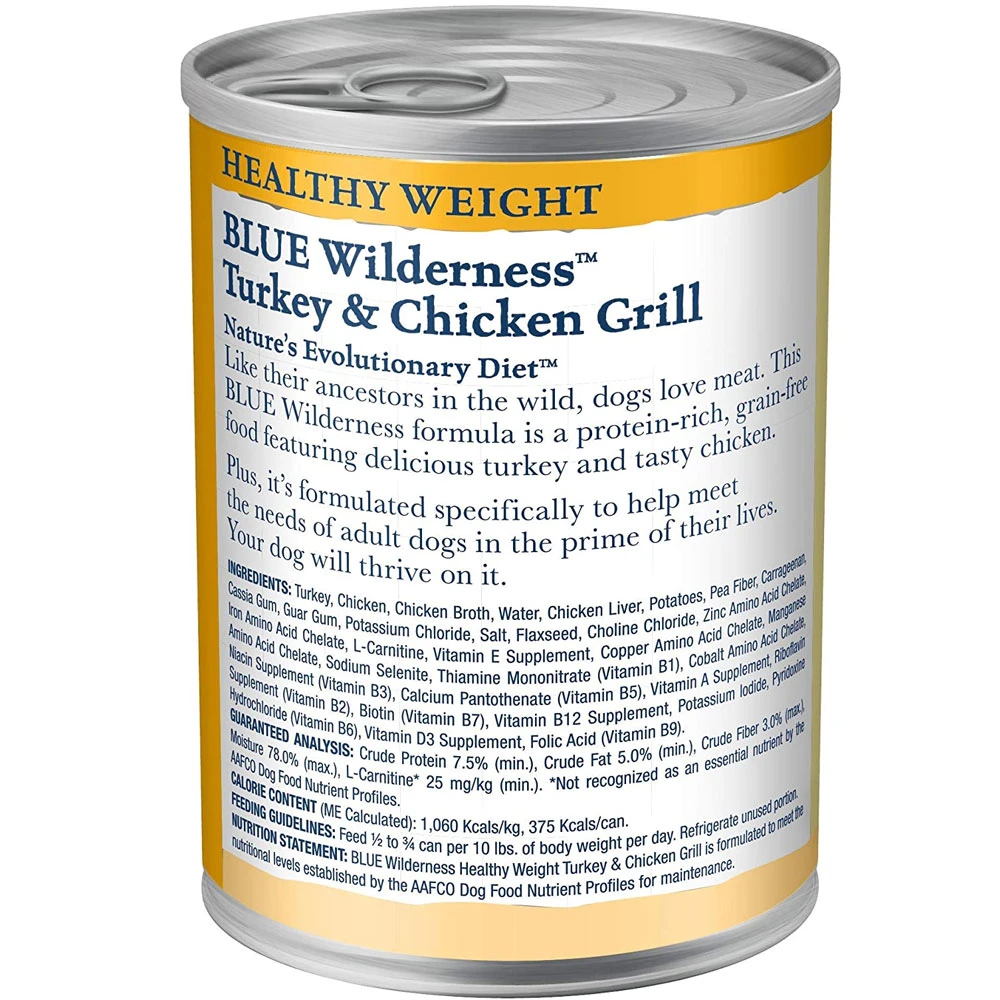 Blue Buffalo Wilderness Healthy Weight Turkey & Chicken Grill Adult Wet Dog Food (12.5oz X 12) 2 Blue Buffalo Wilderness Healthy Weight Turkey & Chicken Grill Adult Wet Dog Food (12.5oz X 12) - Image 2