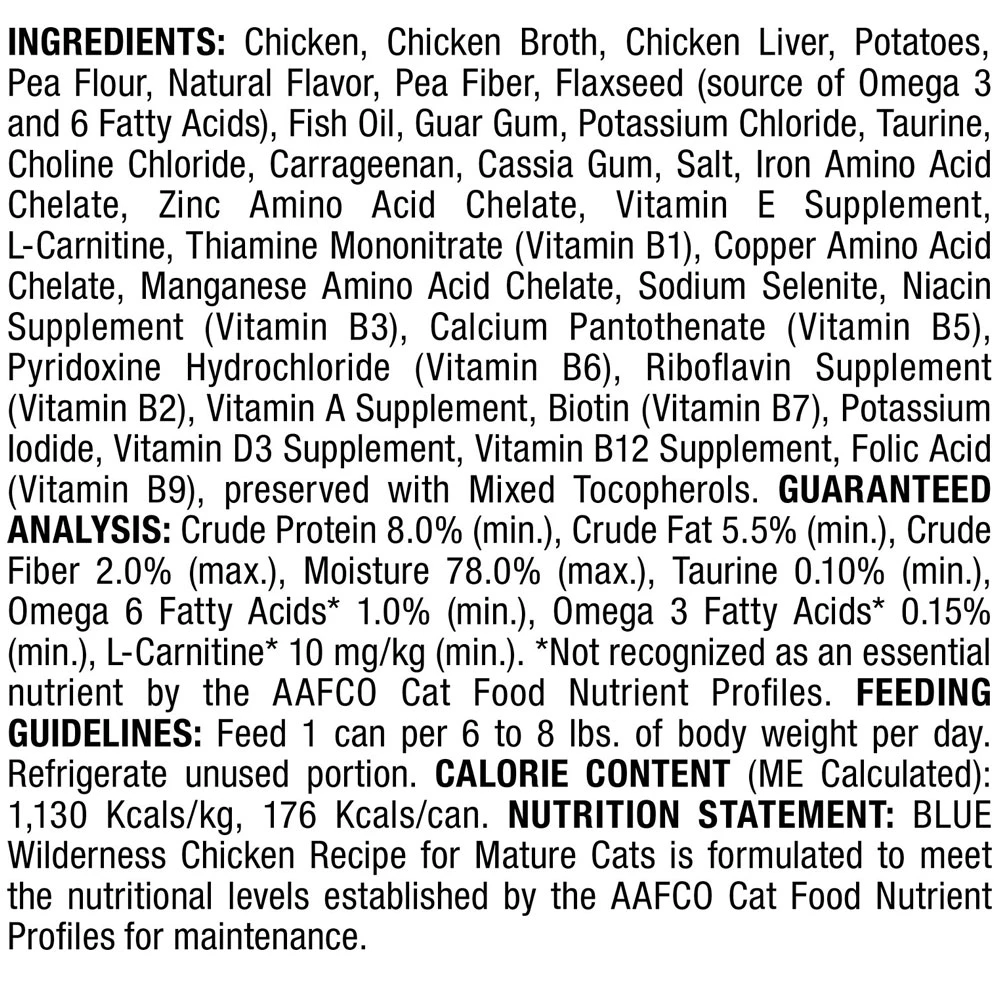Blue Buffalo Wilderness Mature Chicken Recipe Grain-Free Canned Cat Food (3oz X24) 2 Blue Buffalo Wilderness Mature Chicken Recipe Grain-Free Canned Cat Food (3oz X24) - Image 2