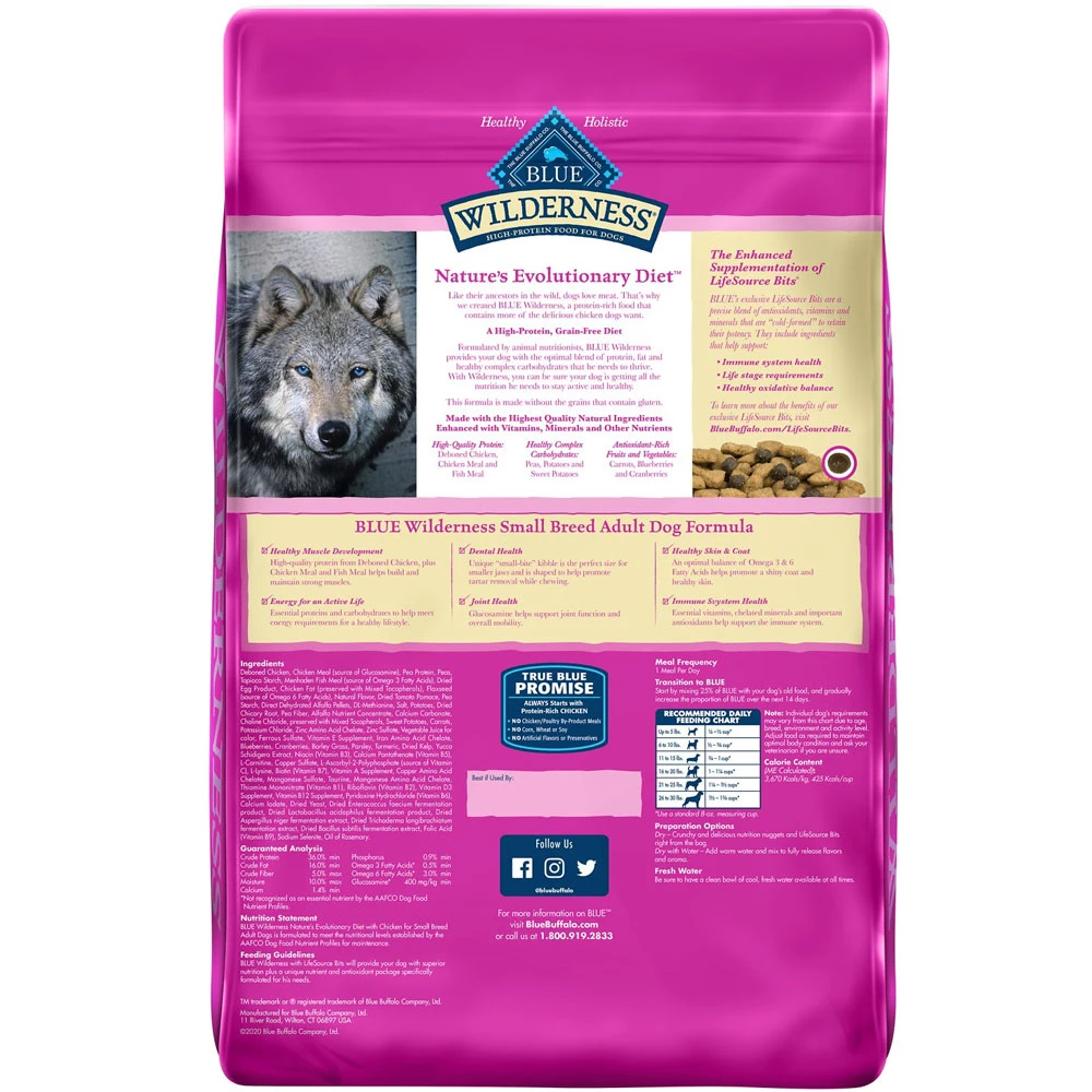 Blue Buffalo Wilderness Small Breed Chicken Recipe Grain-Free Dry Dog Food (24 Lb) 2 Blue Buffalo Wilderness Small Breed Chicken Recipe Grain-Free Dry Dog Food (24 Lb) - Image 2