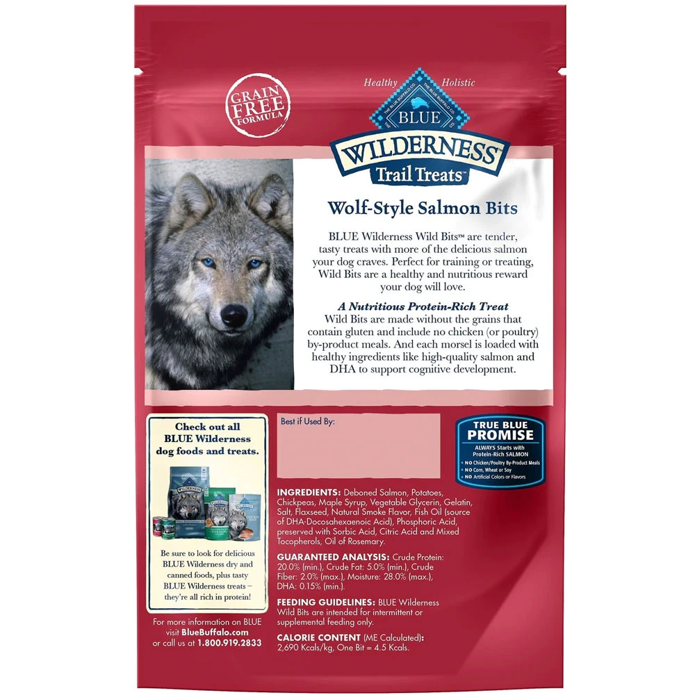 Blue Buffalo Wilderness Trail Treats Salmon Wild Bits Grain-Free Training Dog Treats, 4-oz Bag 2 Blue Buffalo Wilderness Trail Treats Salmon Wild Bits Grain-Free Training Dog Treats, 4-oz Bag - Image 2