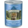 Blue Buffalo Wilderness Turkey & Chicken Grill Grain-Free Puppy Canned Dog Food (12.5oz X 12)