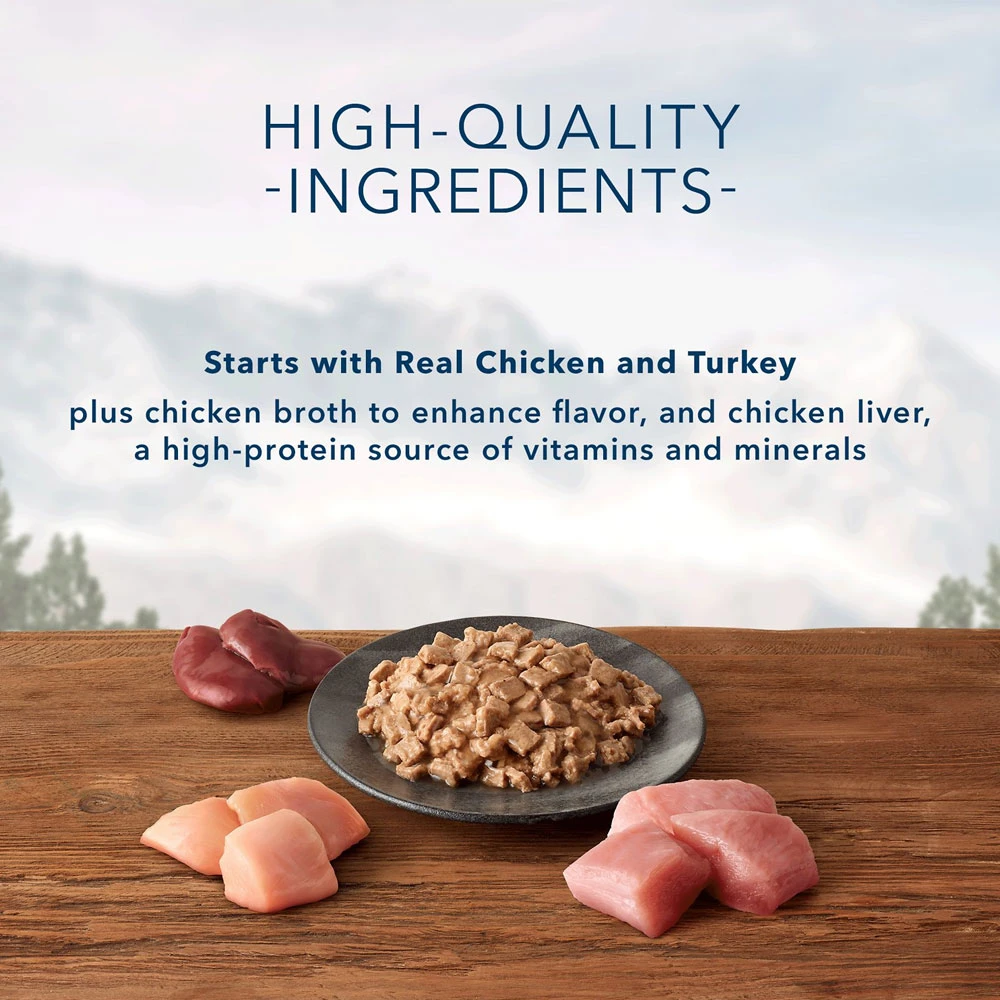 Blue Buffalo Wilderness Wild Delights Flaked Chicken & Turkey Grain-Free Canned Cat Food (3oz X24) 3 Blue Buffalo Wilderness Wild Delights Flaked Chicken & Turkey Grain-Free Canned Cat Food (3oz X24) - Image 3