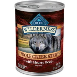 Blue Buffalo Wilderness Wolf Creek Stew Hearty Beef Stew Grain-Free Adult Canned Dog Food (12.5oz X 12)