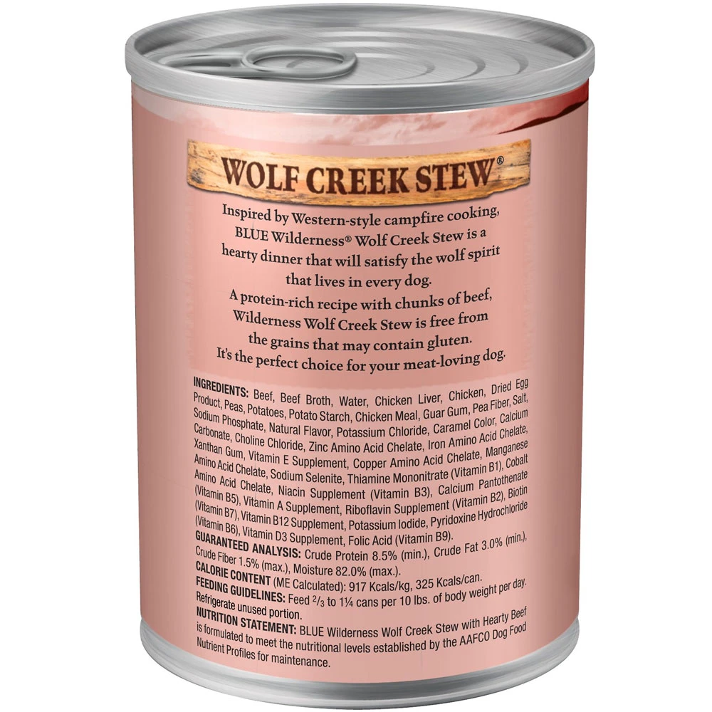 Blue Buffalo Wilderness Wolf Creek Stew Hearty Beef Stew Grain-Free Adult Canned Dog Food (12.5oz X 12) 2 Blue Buffalo Wilderness Wolf Creek Stew Hearty Beef Stew Grain-Free Adult Canned Dog Food (12.5oz X 12) - Image 2