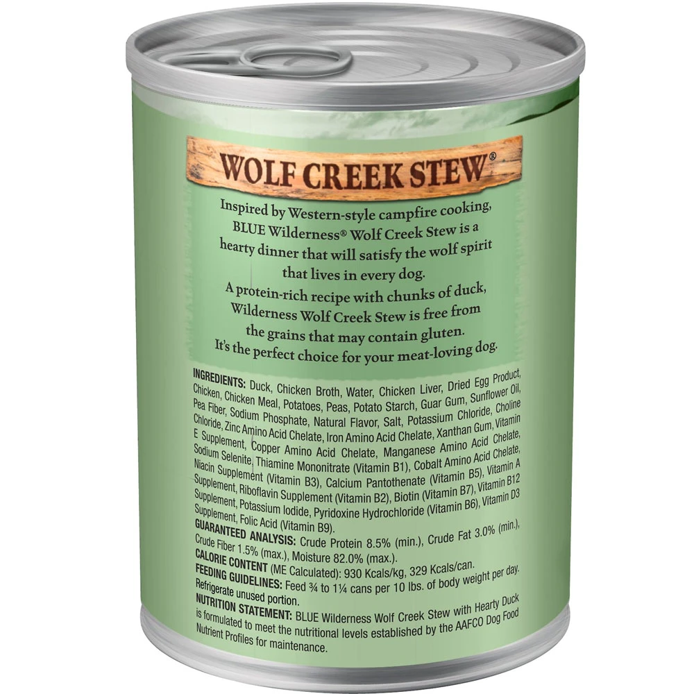 Blue Buffalo Wilderness Wolf Creek Stew Hearty Duck Stew Grain-Free Adult Canned Dog Food (12.5oz X 12) 2 Blue Buffalo Wilderness Wolf Creek Stew Hearty Duck Stew Grain-Free Adult Canned Dog Food (12.5oz X 12) - Image 2